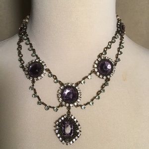 💘💝Glamorous amethyst and rhinestone necklace